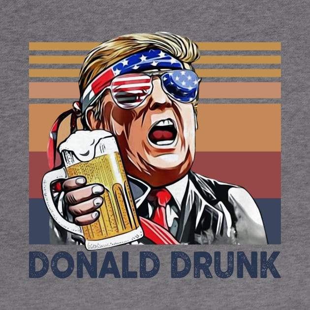 Donald Trump Drunk US Drinking 4th Of July Vintage Shirt Independence Day American T-Shirt by Krysta Clothing